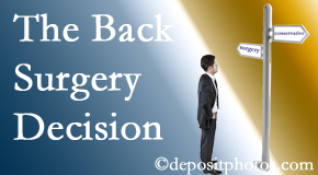 Largo back surgery for a disc herniation is an option to be carefully studied before a decision is made to proceed. 