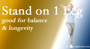 Hollstrom & Associates Inc shares recent research that notes how those who can balance on one leg for 10 seconds at a time have a lesser risk of death. 