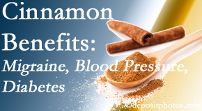 Hollstrom & Associates Inc shares research on the benefits of cinnamon for migraine, diabetes and blood pressure.
