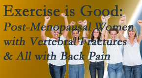 Hollstrom & Associates Inc encourages simple yet enjoyable exercises for post-menopausal women with vertebral fractures and back pain sufferers. 