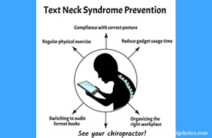 Hollstrom & Associates Inc presents a prevention plan for text neck syndrome: better posture, frequent breaks, manipulation.