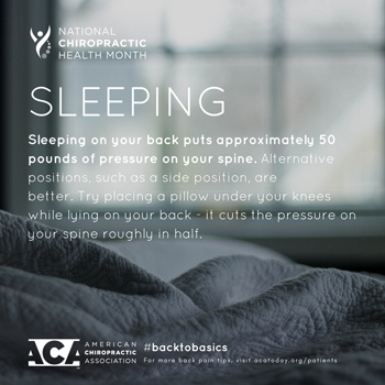 Hollstrom & Associates Inc recommends putting a pillow under your knees when sleeping on your back.